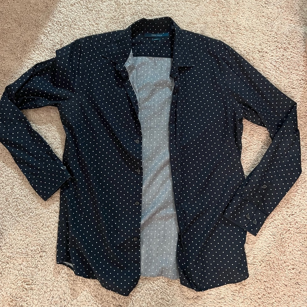 Perry Ellis Navy Blue Button Up Shirt